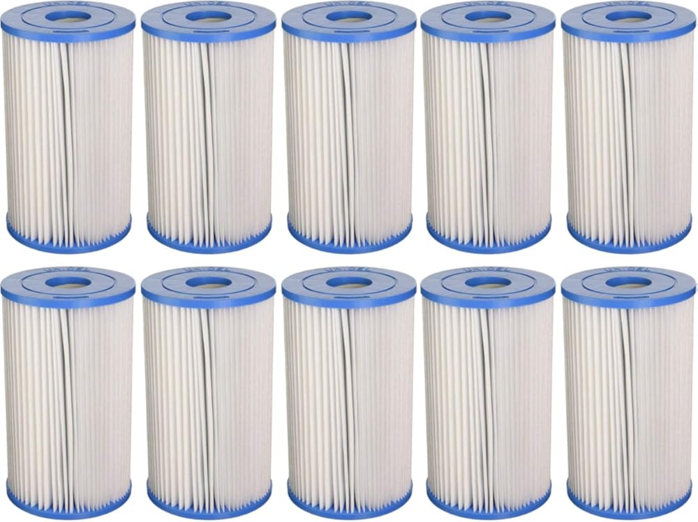 Unicel Swimming Pool C5315 Swimming Pool Filter Filtration Water Clarity Replacement Cartridges for Intex B filter, White and Blue(10 Pack)