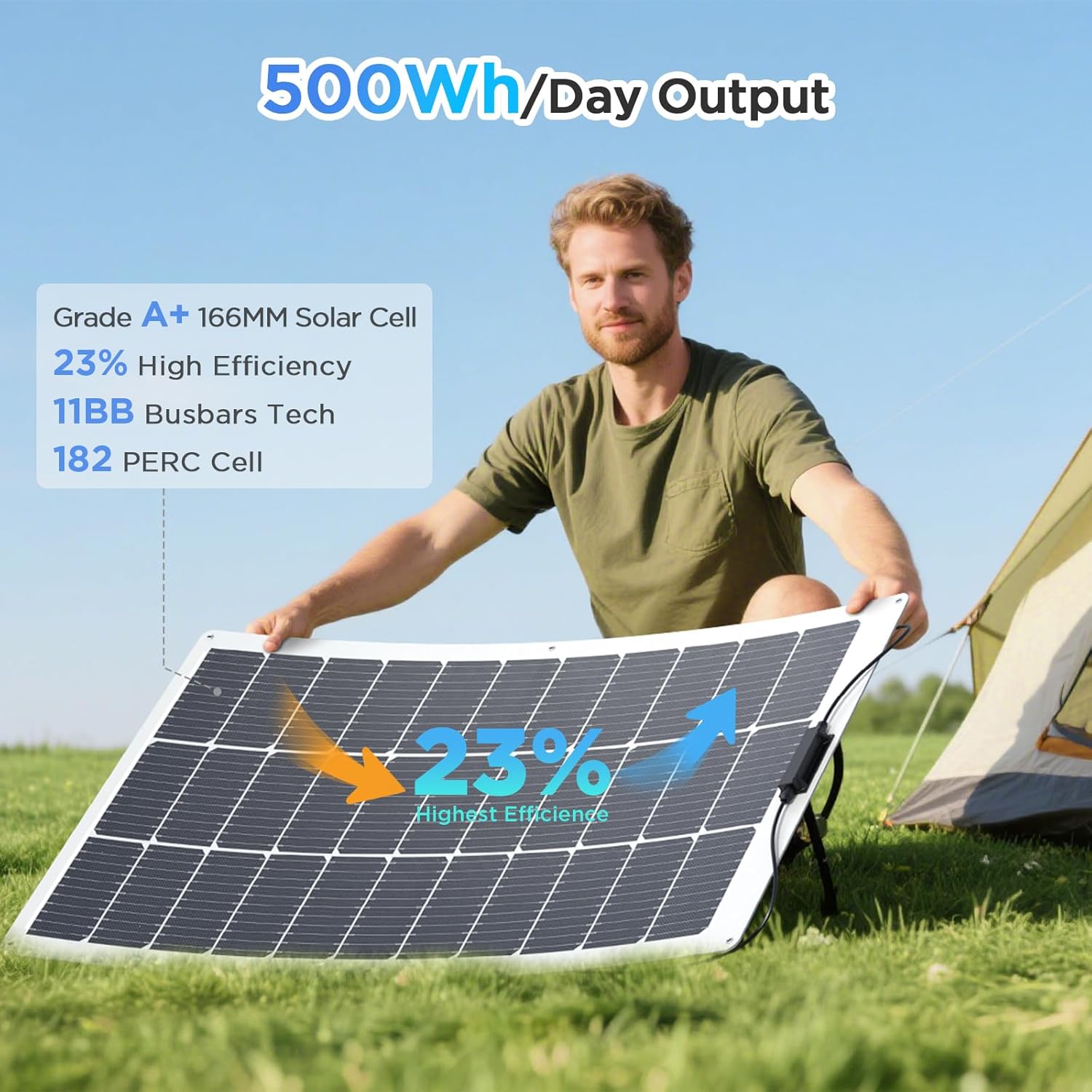 400 Watt Solar Panel, 4PCS 100W Flexible Solar Panel 23% High-Efficiency Ultra Lightweight,11BB IP68 Watercolor Solar Panels for Homes Offgrid RV Campervans Boat