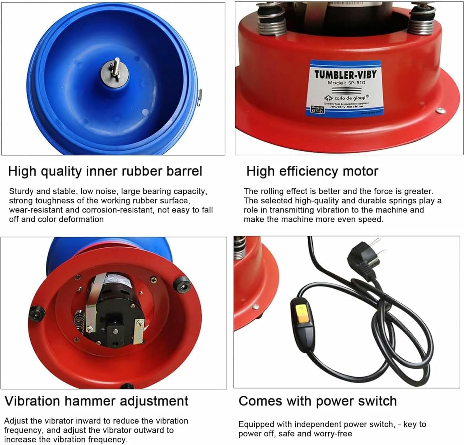 3.5L Vibratory Tumbler Polishing Machine, 260mm Vibrating Polishing Drum, Strong and Stable Surface Workpiece Polisher, Strong Load Capacity for Polishing Workpiece Surface