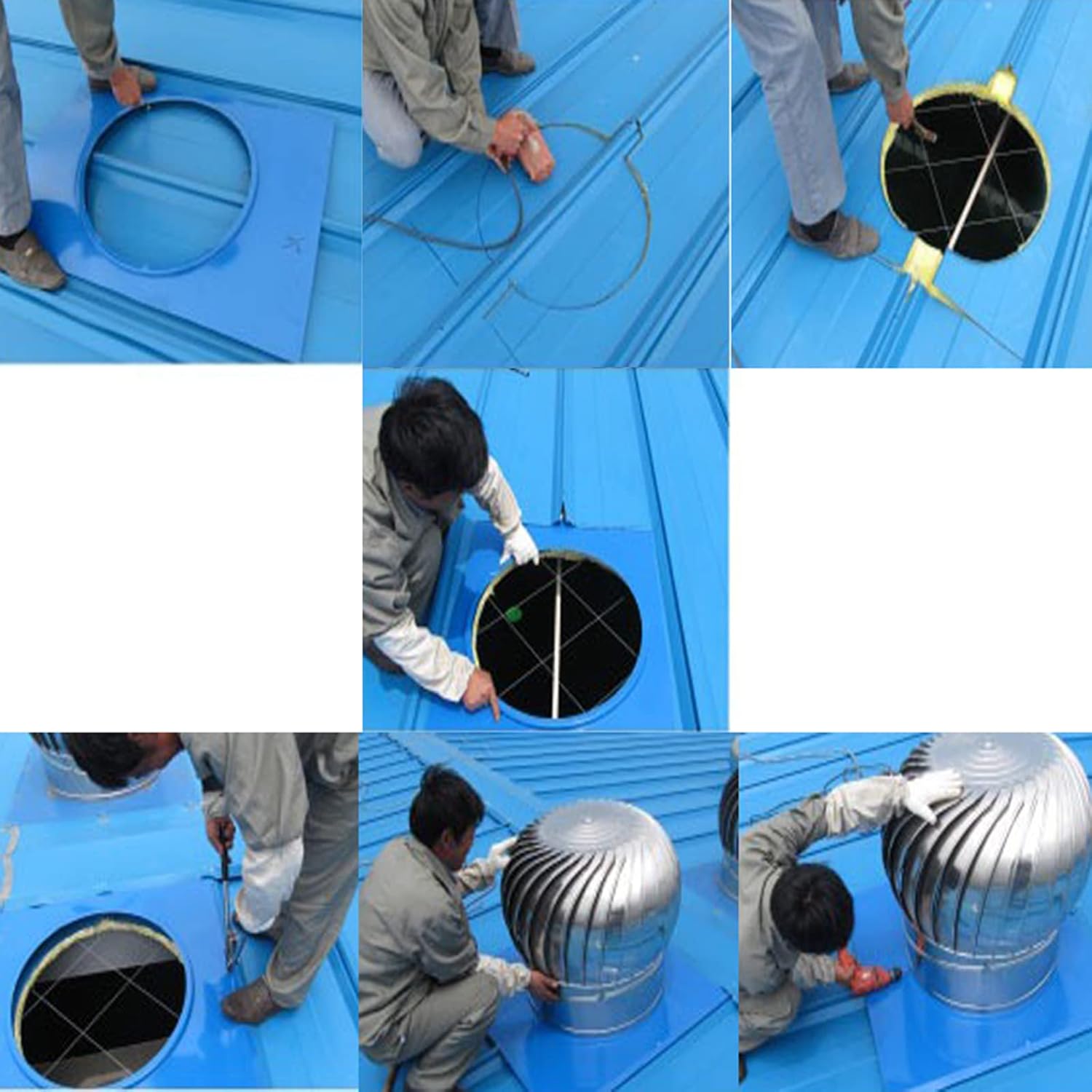 Turbine Ventilator Stainless Steel Rotating Chimney,Spinner Anti Downdraught Chimney,Cowl Cap with Claw Base Energy Saving,for Houses Factory Attic Farm,300mm