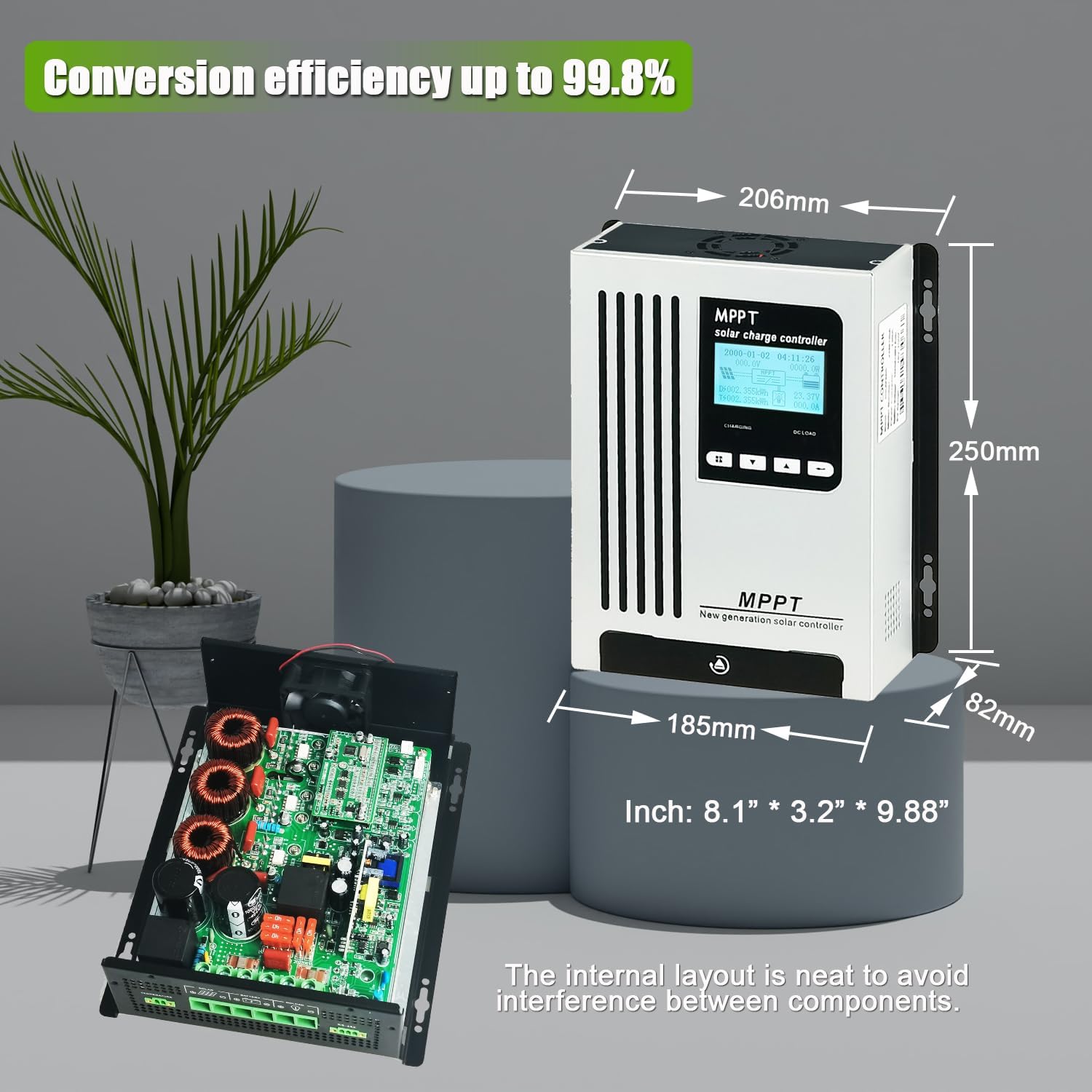 96V 55A MPPT Solar Charger, Light Grey, 3.3 kg, Iron, LCD, Off-grid Solar Systems, RVs, Boats, Solar Ebike, Home Backup Power Systems