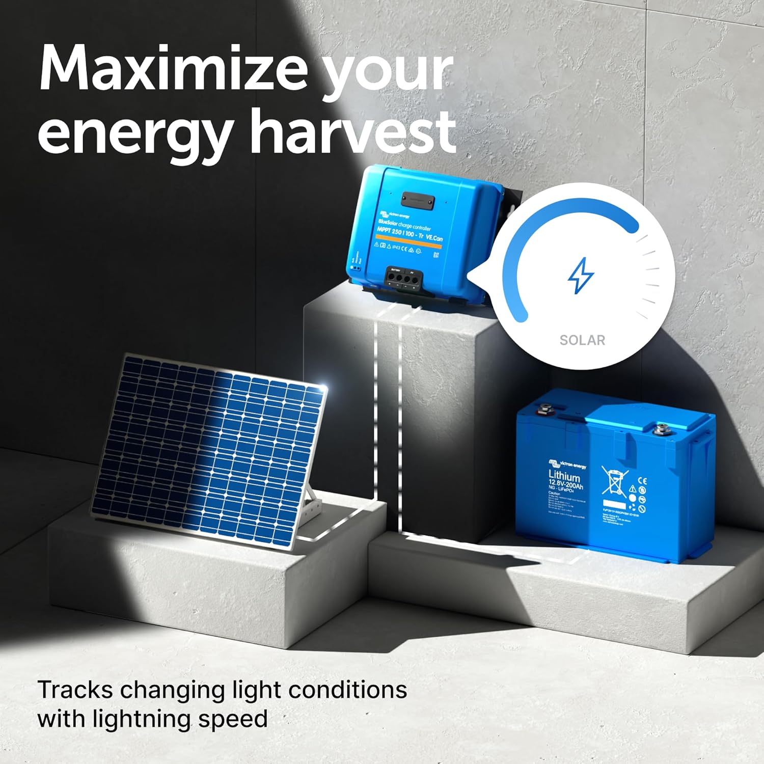 Victron Energy BlueSolar MPPT Tr VE.Can Solar Charge Controller - Charge Controllers for Solar Panels - 250V, 100 amp, 12/24/36/48-Volt