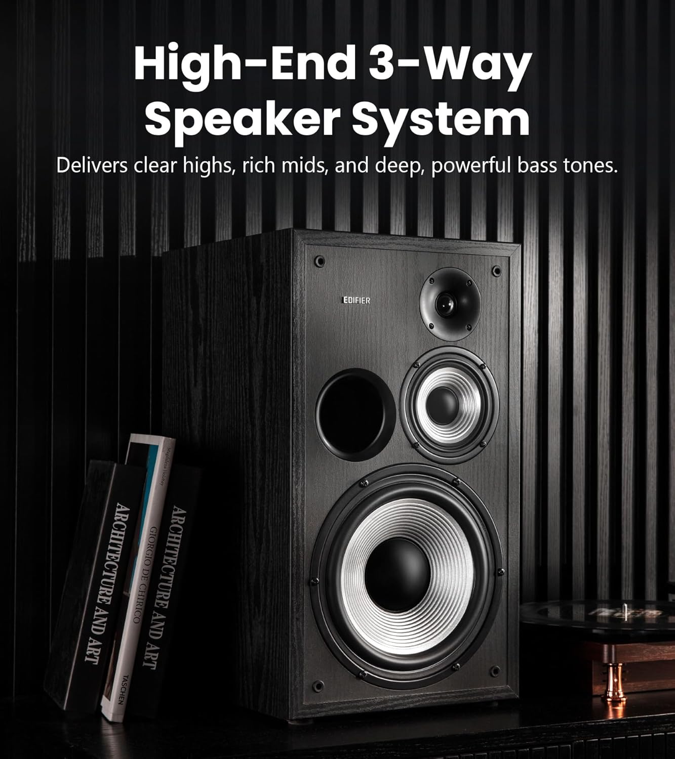 Edifier R2850DB Powered Bluetooth Bookshelf Speakers, Active Near-Field Studio Monitors, 150W RMS 3-Way Sound Monitor Speaker with Subwoofer Line Out, Black (Pair)