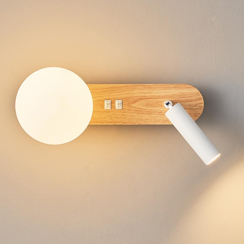 TiStm Wall Lamp Globe Wall Sconce with Switch Led Mount Reading Light Bedroom Headboard Sconces Lighting Fixture Living Room Decor Lamps 10w(3000k)