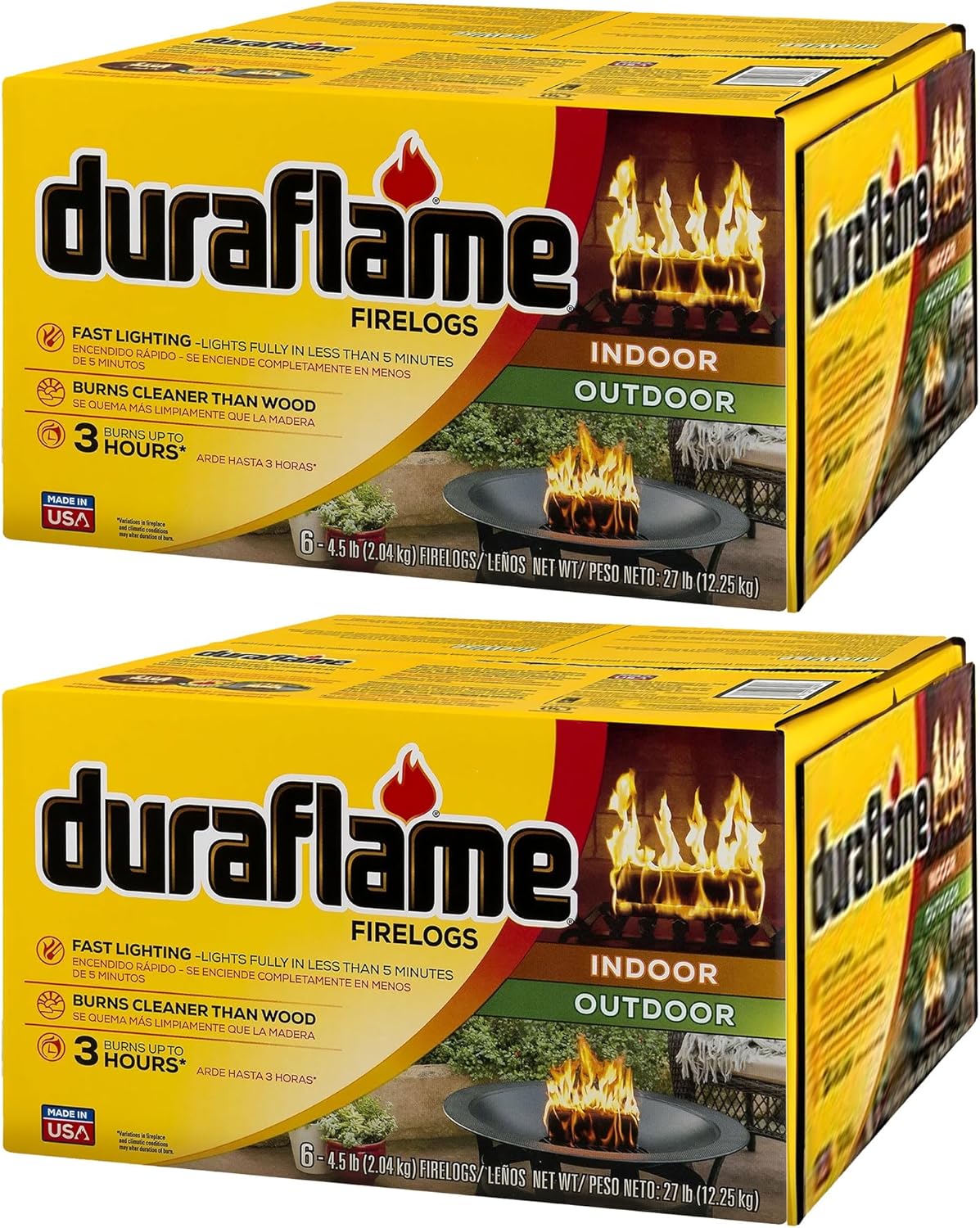 Duraflame 12-Pack Fire Logs for Indoor and Outdoor Use, 3-Hour Burn, 4.5 Lb Each - Firewood Starters and Accessories for BBQ, Camping, Stove, Pit and Chimney