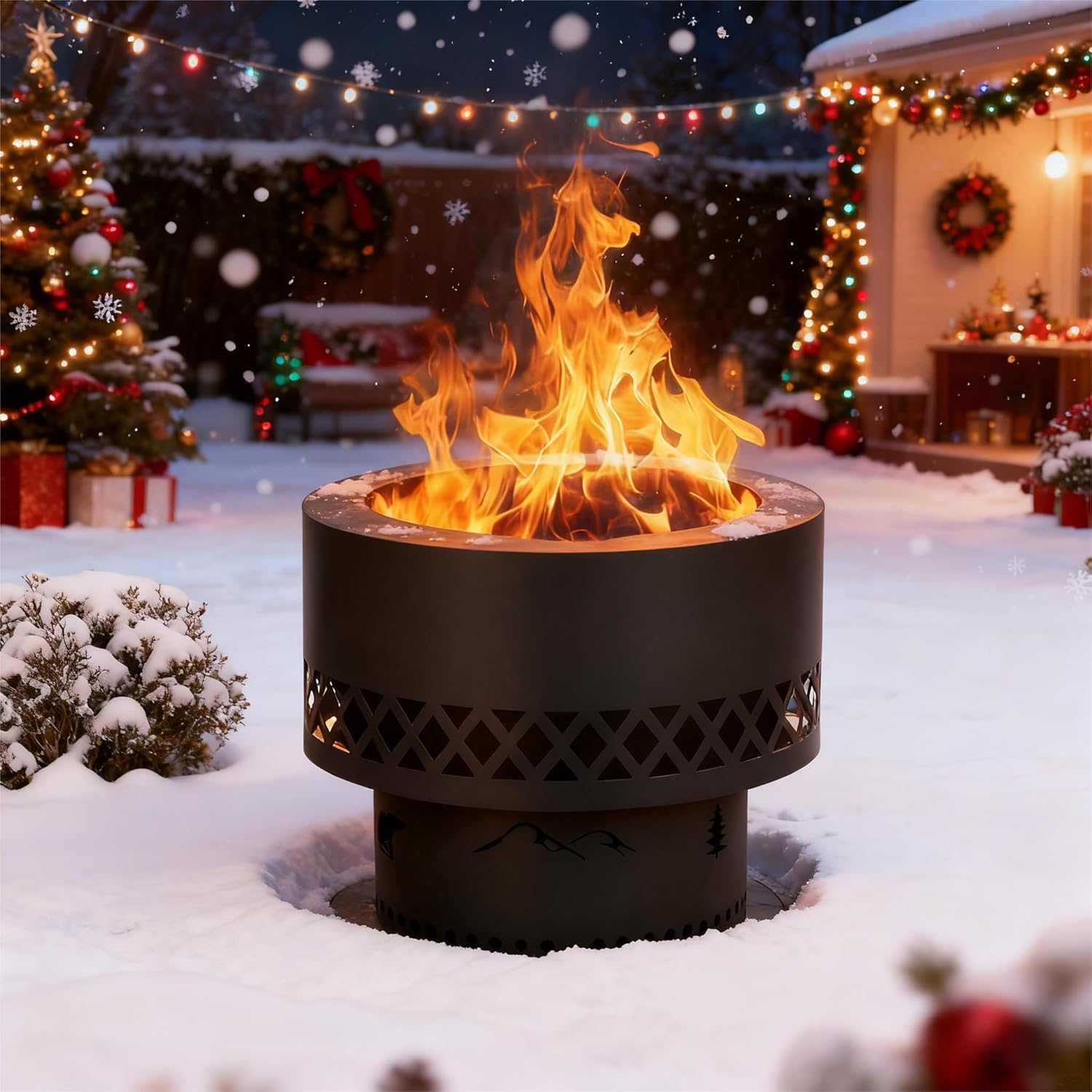 Smokeless Fire Pits for Outside, Wood Burning Outdoor Fire Pit with Removable Ash Pan & Dust Bag, Smokeless Fitpit for Camping, Backyard, Patio, Bonfire & Garden Gatherings