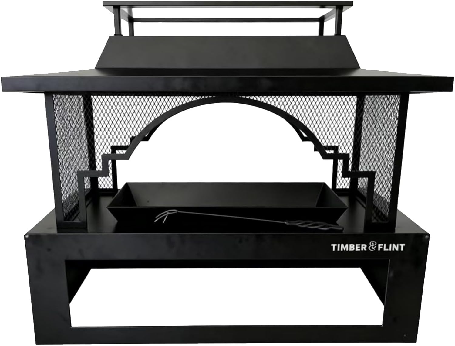 Outdoor Fire Pit Wood-Burning Stove, Garden Metal Decorative Fire Pit Farmhouse Decor Style Custom-Made (Black)