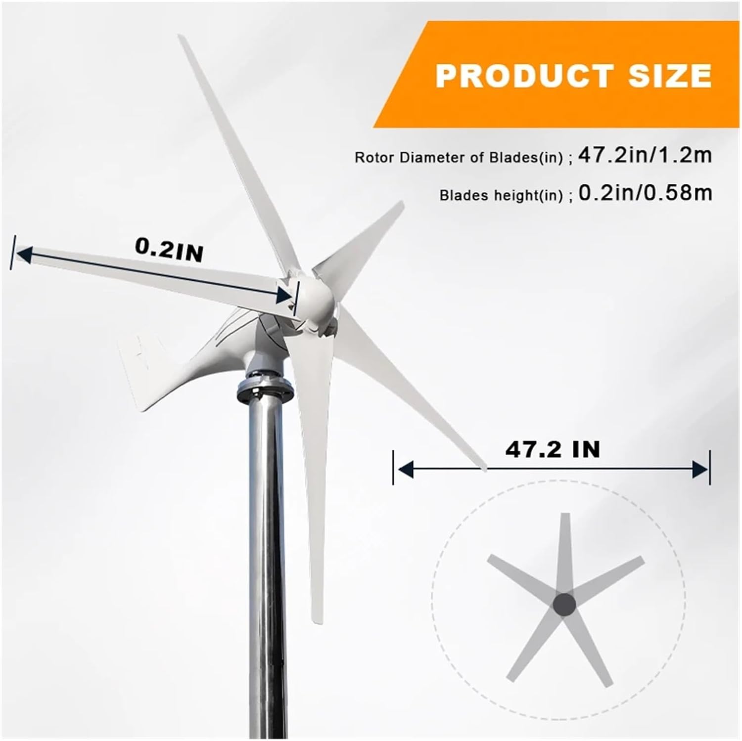 Wind Turbine Generator Kit, Wind Turbine 200W 12 24V 48V Automatic Frequency Conversion Waterproof Household Wind Turbine High Conversion Rate for Hybrid Solar Wind System(24V)