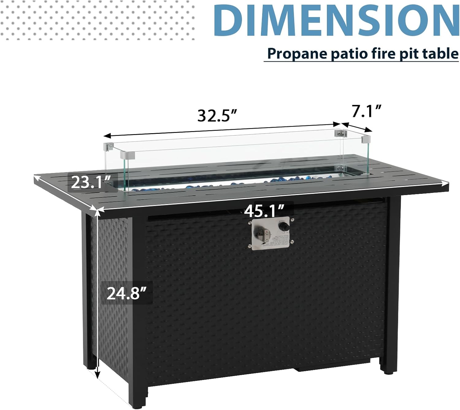 JOIVI 45” Outdoor Propane Fire Pit Table - Firepit with Adjustable Flame, 50,000 BTU, and Elegant Design, Ideal for Patio and Backyard Gatherings