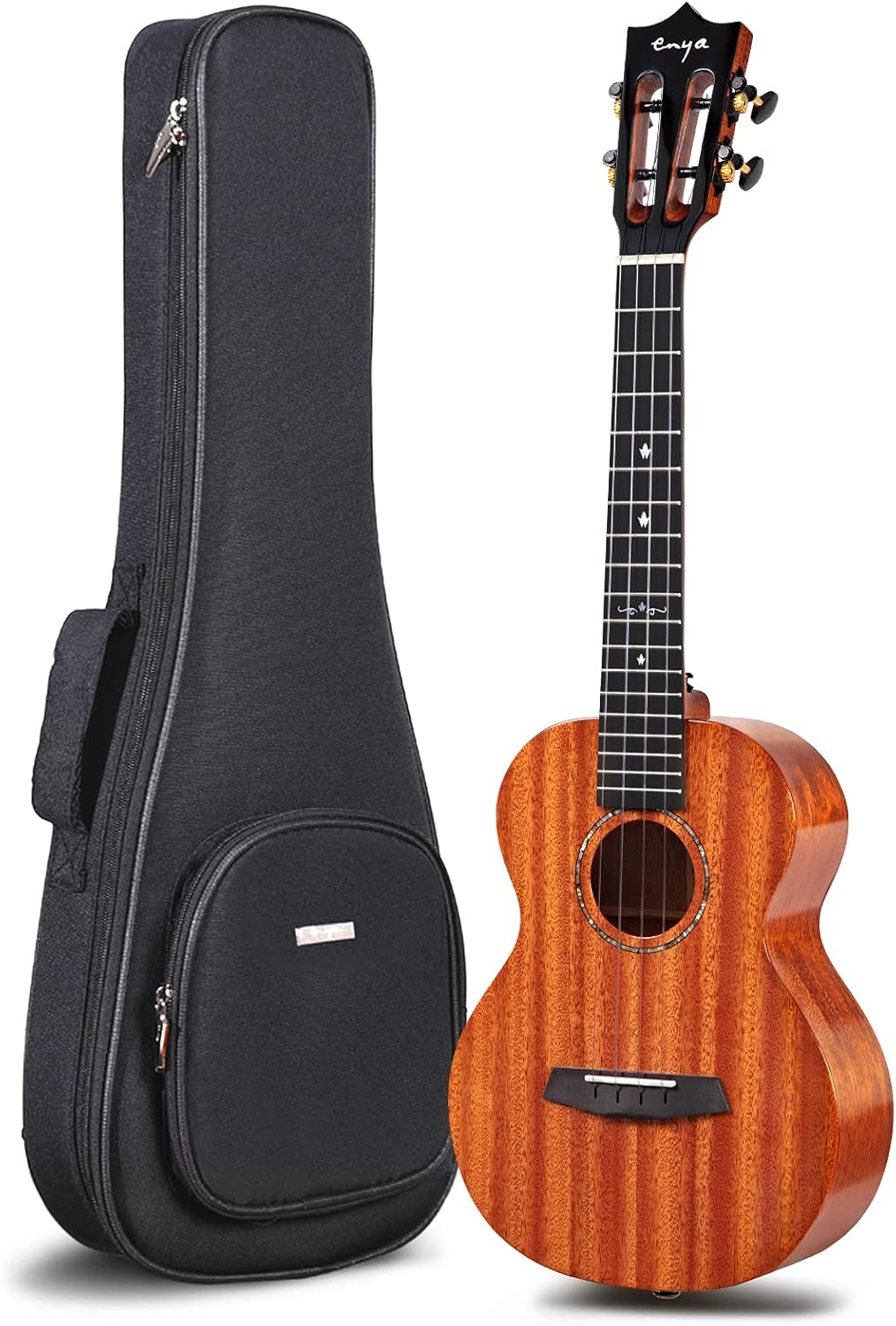 Enya EUC-MAD Concert Ukulele Solid Gloss Mahogany Original Color 23 Inch with High-end 15mm Padded Gig Bag