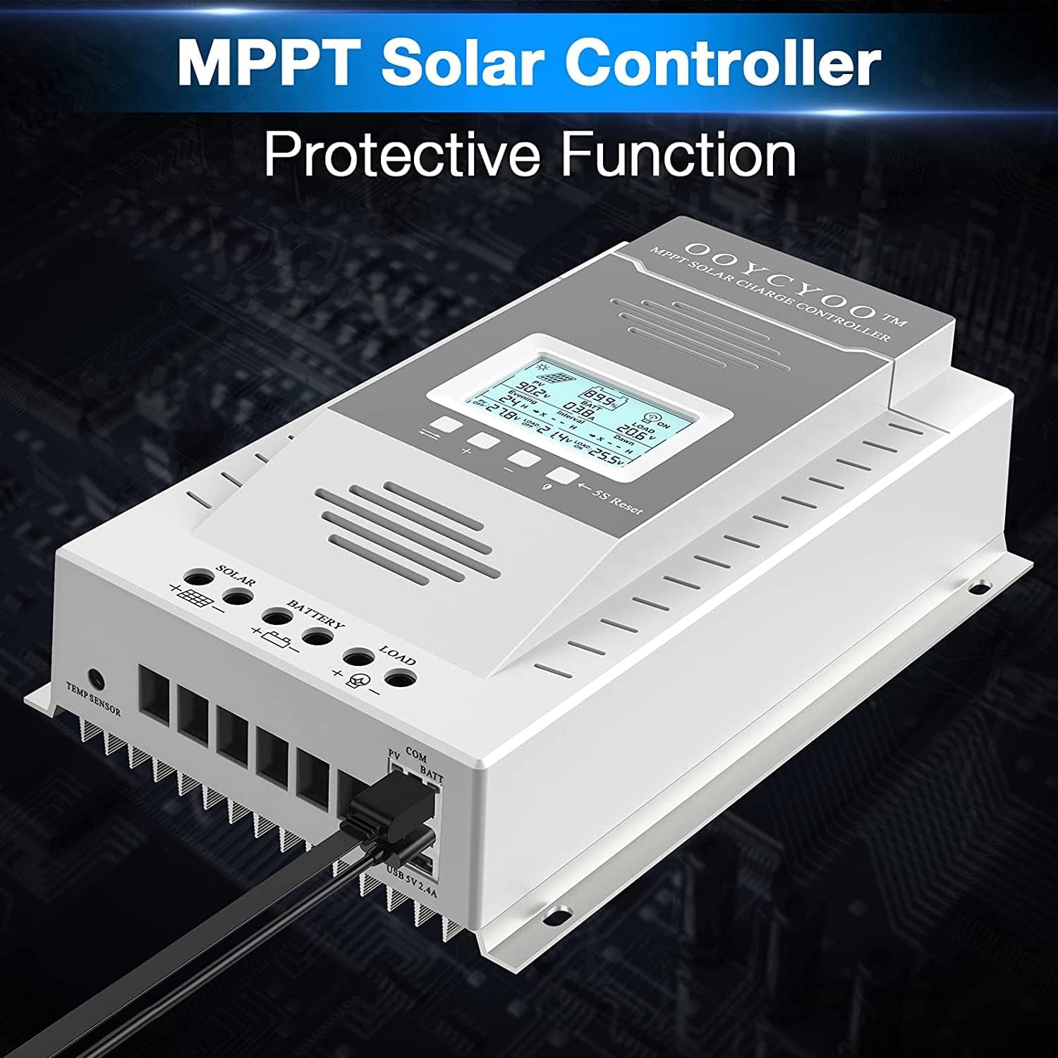 100amp MPPT Solar Controller, 100V Input, LiFePO4 (Lead Acid AGM) Lithium Battery, Maximum Input Voltage 100V, Power 1300W / 2600w (12V / 24V), Automatic Identification (k100a)