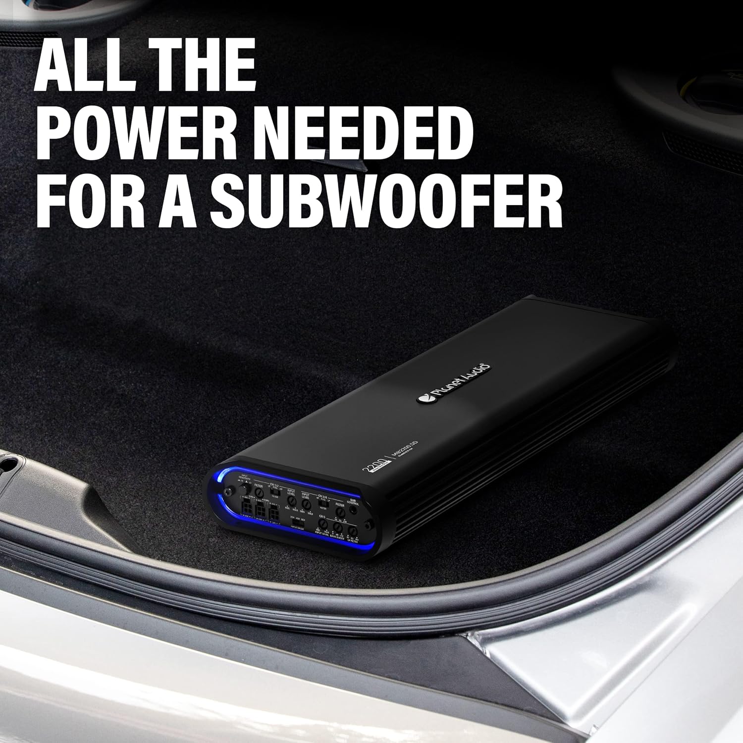 Planet Audio MB2200.5D 5 Channel Car Amplifier - 2200 High Output, 2-8 Ohm Stable, Low/High Level Inputs, Low/High Pass Crossover, Bass for Subwoofer