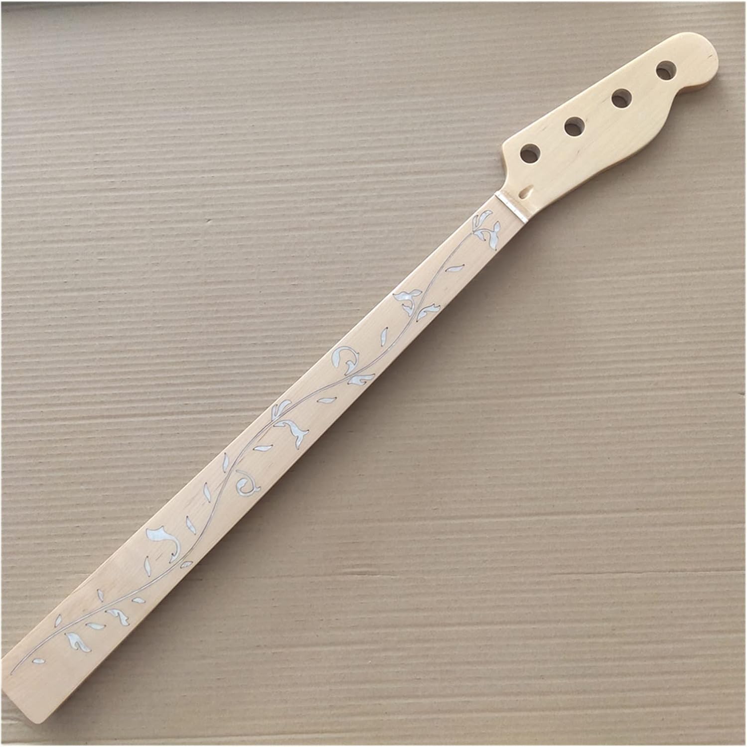 Fretless Bass Guitar Neck 20 Fret 4 String Maple Fingerboard Vine Inlay Gloss for TL Electreic Bass Neck Guitar ​Neck Replacement