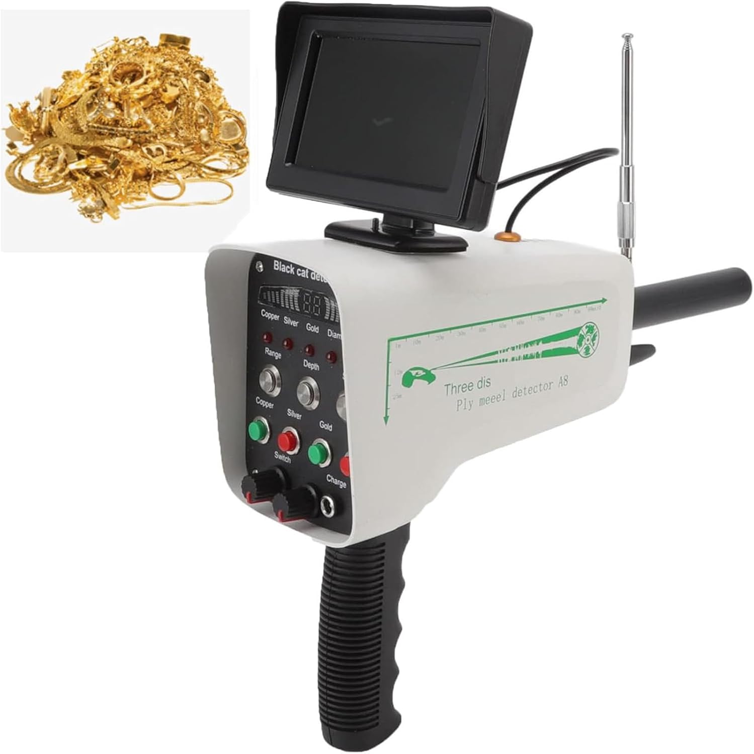 Professional Metal Detector Scanner with Display, 30m Depth, 1000m Range, for Underground Gold, Silver and Copper Detection