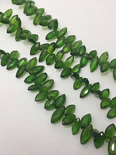 13 inch natural beads strand of 5-7mm faceted marquise chrome diopside gemstone beads for DIY jewelry - necklace, bracelet, earring, ring.