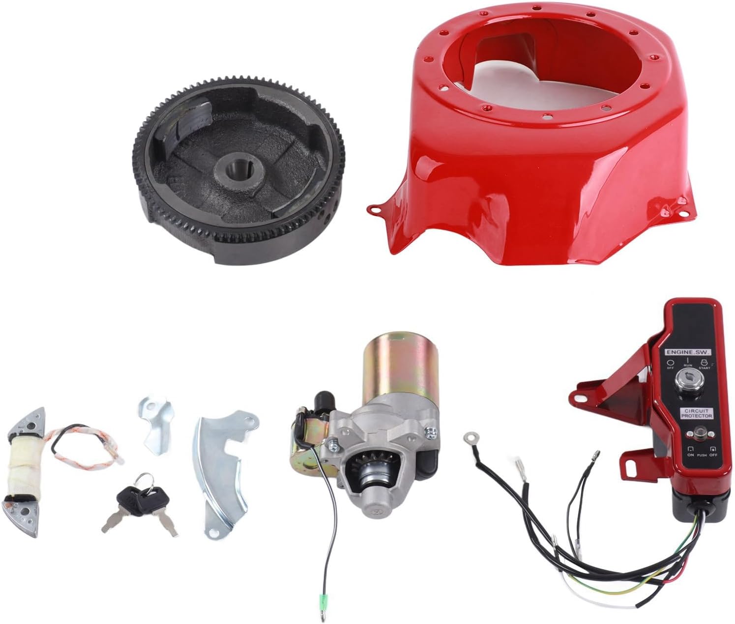 Electric Starter Kit GX160 2KW 3KW Includes Flywheel Motor Electric Large Cover Fits 168F 170F Gasoline Generator
