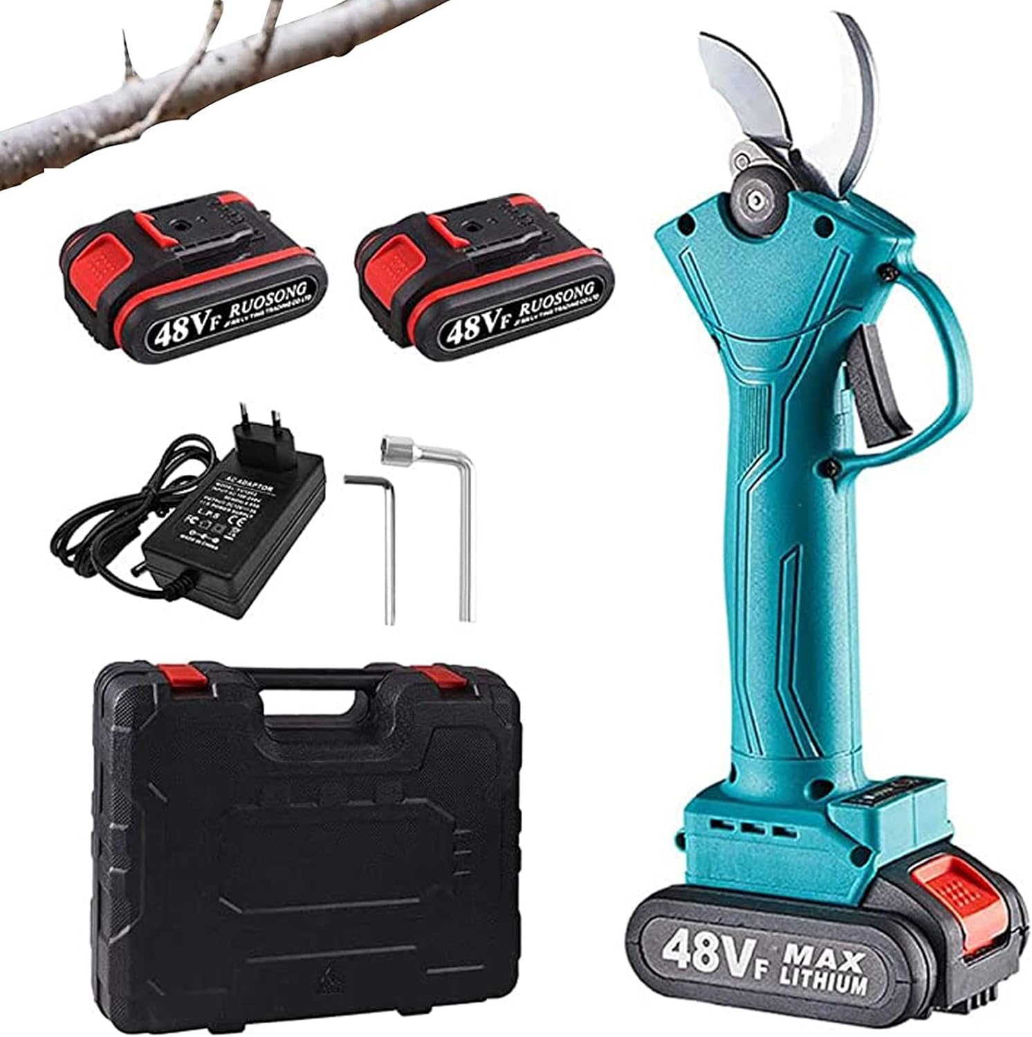 Pruning Shears/Electric Branch Scissors/Electric Pruning Shears/Tree Branch Pruner/with Rechargeable Battery/Cutting Diameter 30mm/for Bushes, Tree Branch, Bonsai,2*Battery, 1*battery