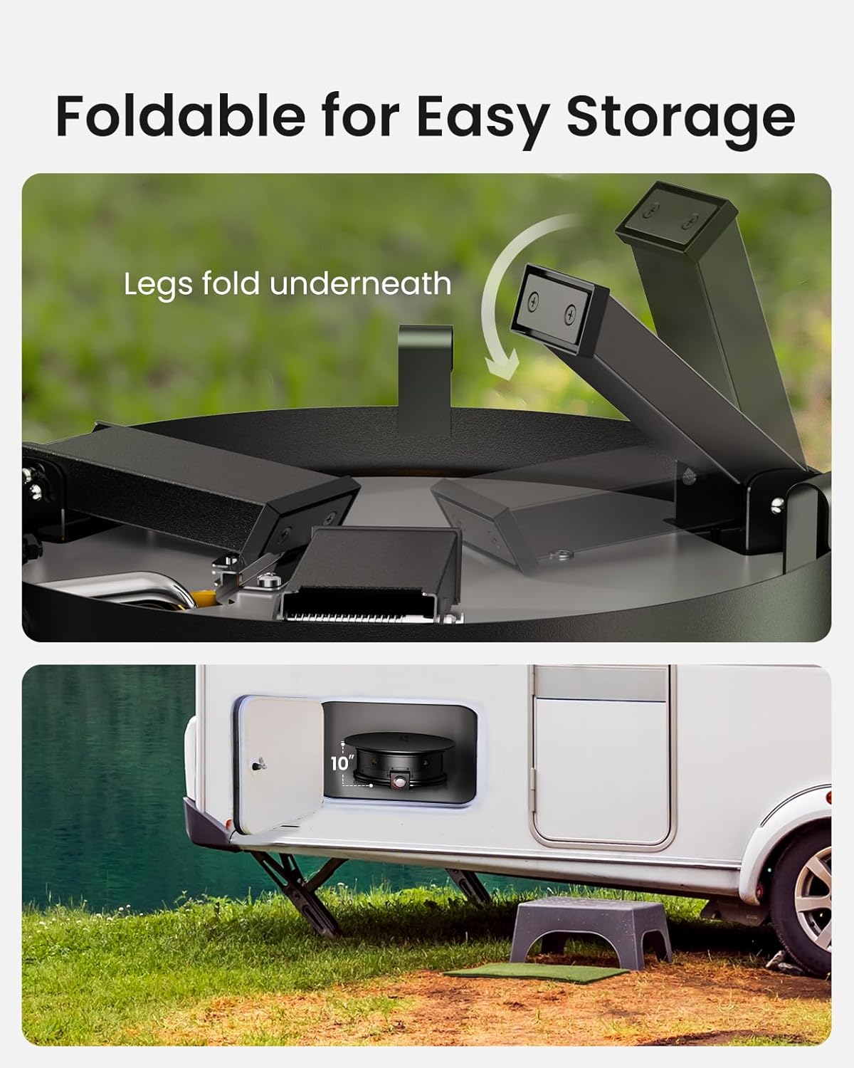 Ciays Propane Fire Pit 24 Inch, Gas Portable Large Fire Pit with Grill Grate, Folding Legs, Hose Hooks, Propane Tank Holder, Cover & Carry Strap, CSA Certified,Portable, 58,000 BTU