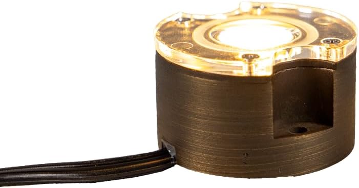 VOLT 12V 1W 2700K Warm White IP67 Watertight 116 Lumen Solid Brass BuddyPro LED Puck Light for Deck, Step or Hardscape Outdoor Lighting