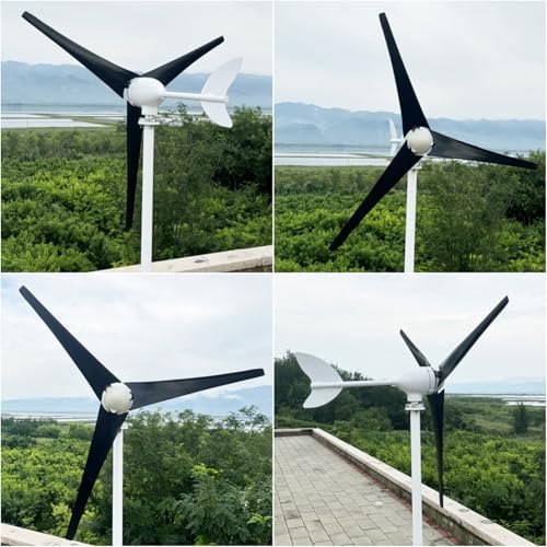 1200W Wind Turbine Generator Kit - 12V/24V/48V Small Wind Turbine with MPPT Controller & 3 Black Blades for Home, Street Lights & Monitoring Systems