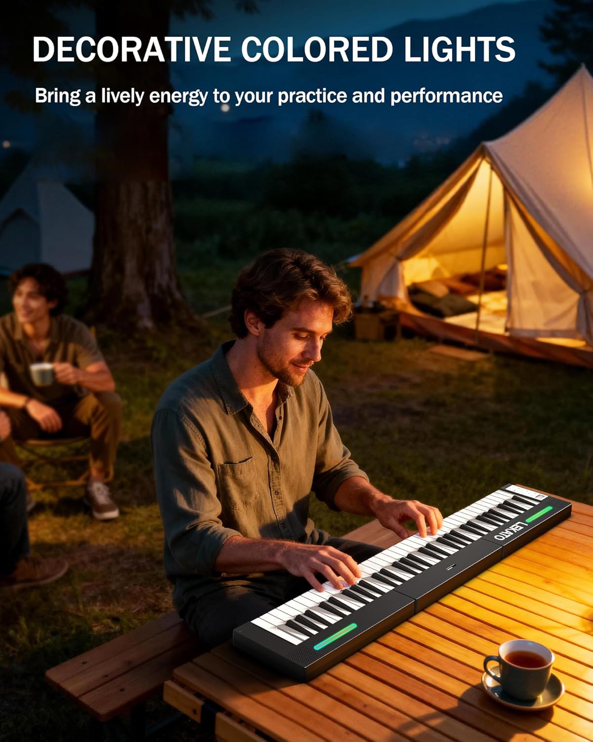 LEKATO Portable Piano Keyboard, 4 pcs Magnetic Electric Piano with Up to 88 Keys, 128 Tones, 128 Rhythm, 21 Demo, Split, Dual Tone, Record, Bluetooth MIDI, Headphone Jack, for Beginners Home Travel