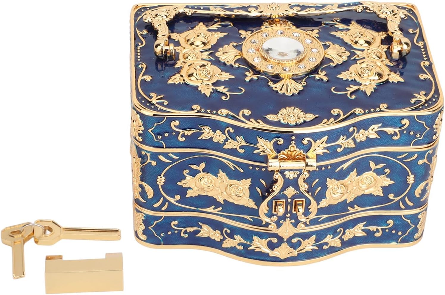 Jewelry Box, Vintage 3 Layers Rectangular Small Enameled Trinket Jewelry Box Organizer for Women, Ideal for Storing Necklaces, Earrings, Rings and Other Small Accessories