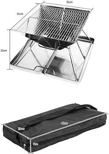 Fire Pits Outdoor Wood Burning Portable Fire Pit, Folding Outdoor Camping Stainless Steel Barbecue Grill Outdoor BBQ Charcoal Stove for Garden Camping with Cover BBQ Cooking for Outside Camping Backya