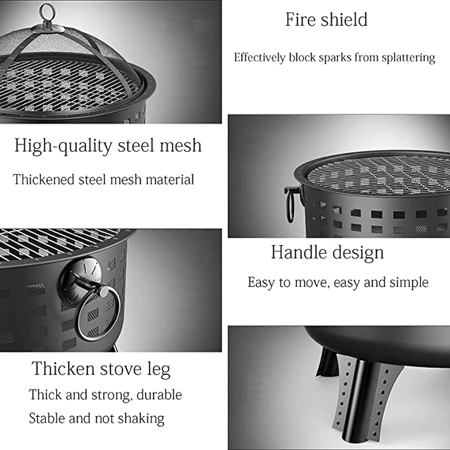 Fire Pit Firebowl Fire Pit Outdoor Heaters Backyard Patio Garden Fireplace with Grill Grate 2 in 1 Fireplace