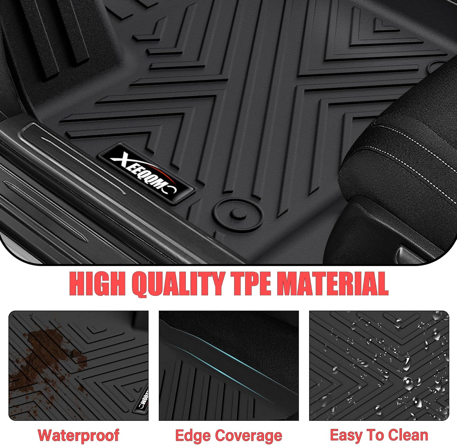 Floor Mats &Trunk Mat for 2024 2025 2026 Chevy/Chevrolet Traverse 7 Seats with 2nd & 3rd Row Backrest Mat All Weather TPE Rubber Cargo Liner Door Sill Guards for Chevy Traverse 2026 Accessories