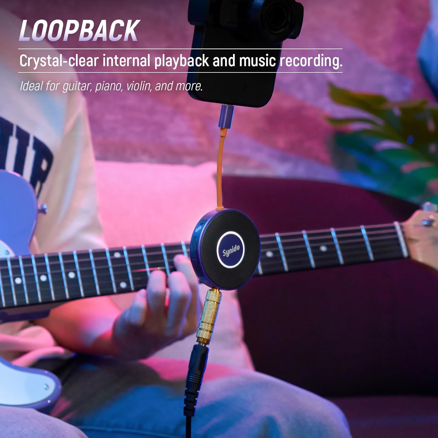 Synido USB C MIDI Controller Keyboard 25 Keys Wireless MIDI Rechargeable with 8 Velocity RGB Pads and Portable Guitar Audio Interface