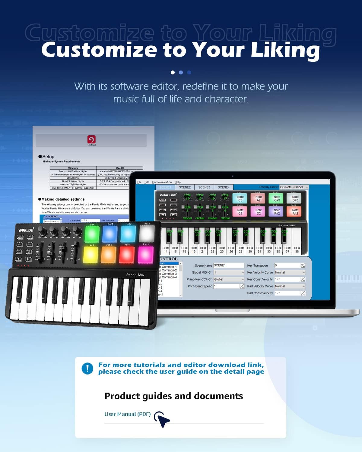 Vangoa MIDI Keyboard Controller 25 Keys and Electric Violin 4/4 Black