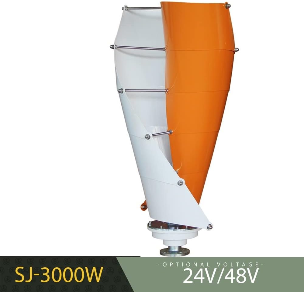 Wind Power Turbine Generator Wind Mill Energy Vertical Wind Turbine 3000W 24V 48V Maglev System Small for Hybrid Solar Wind System (Color : Turbine Only, Size : Blue White_48V)