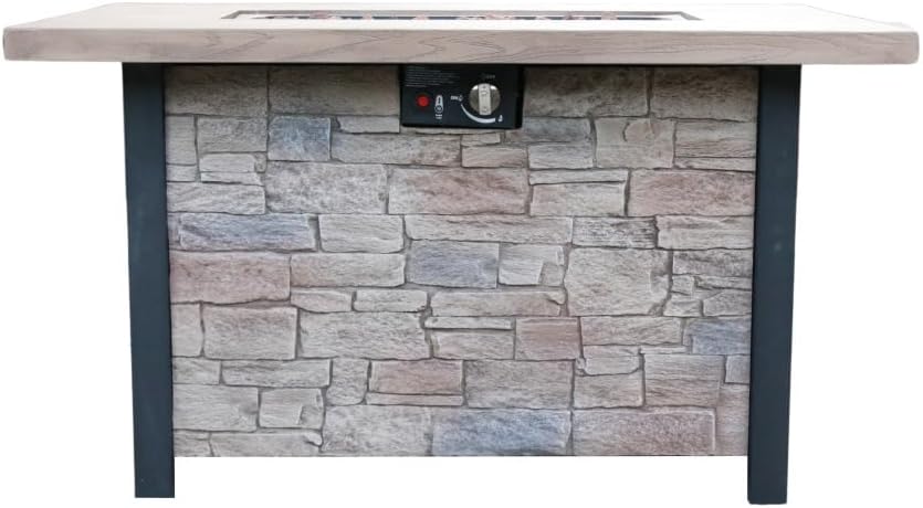 44 Inch Outdoor Propane Fire Pit Table with 50000 BTU Heat Output for Patio Garden Backyard - Cultured Stone Effect Finish