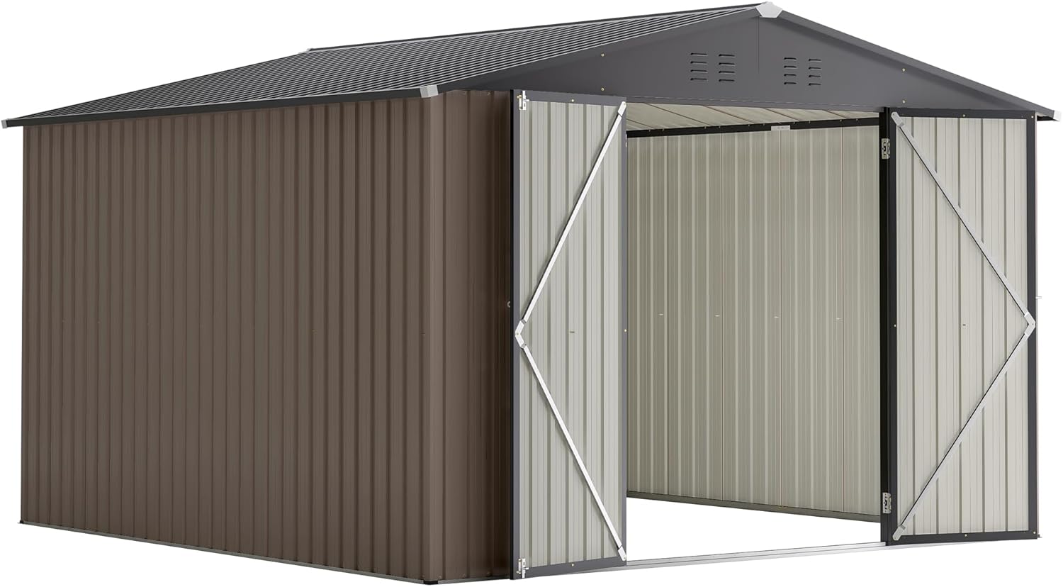 GOWE 10' x 10' Metal Storage Shed for Ourdoor, Steel Yard Shed with Design of Lockable Doors, Utility and Tool Storage for Garden, Backyard, Patio, Outside use