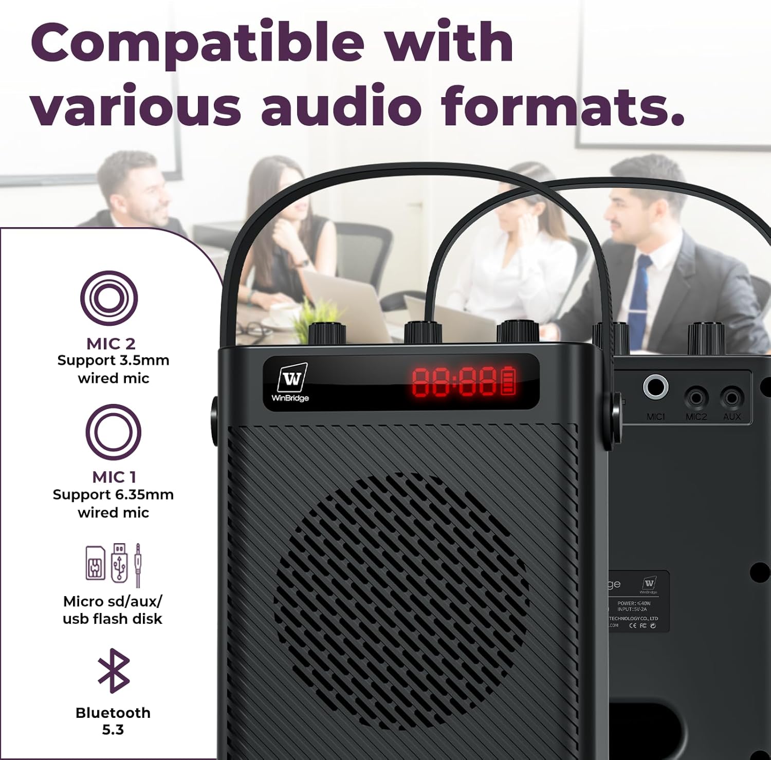 40W Bluetooth 5.3 Voice Amplifier with Headset Mirophone & Handheld Mic, Portable Rechargeable PA System for Teachers & Events,Wireless Karaoke Speaker with 4 Sound Effects for Guitar S95