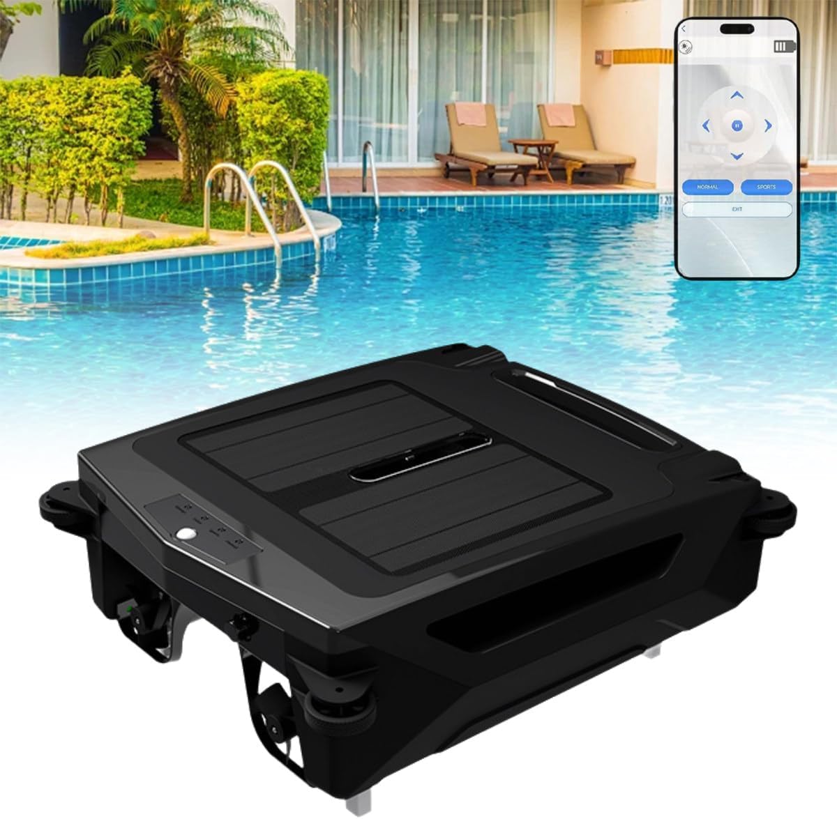 Portable Pool Cleaning Robot, Pool Cleaner Vacuum Robot, Automatic Pool Cleaning Robot, 80㎡ Coverage, Brushless Motor, with 2500mAh Big Battery, for All Swimming Pool