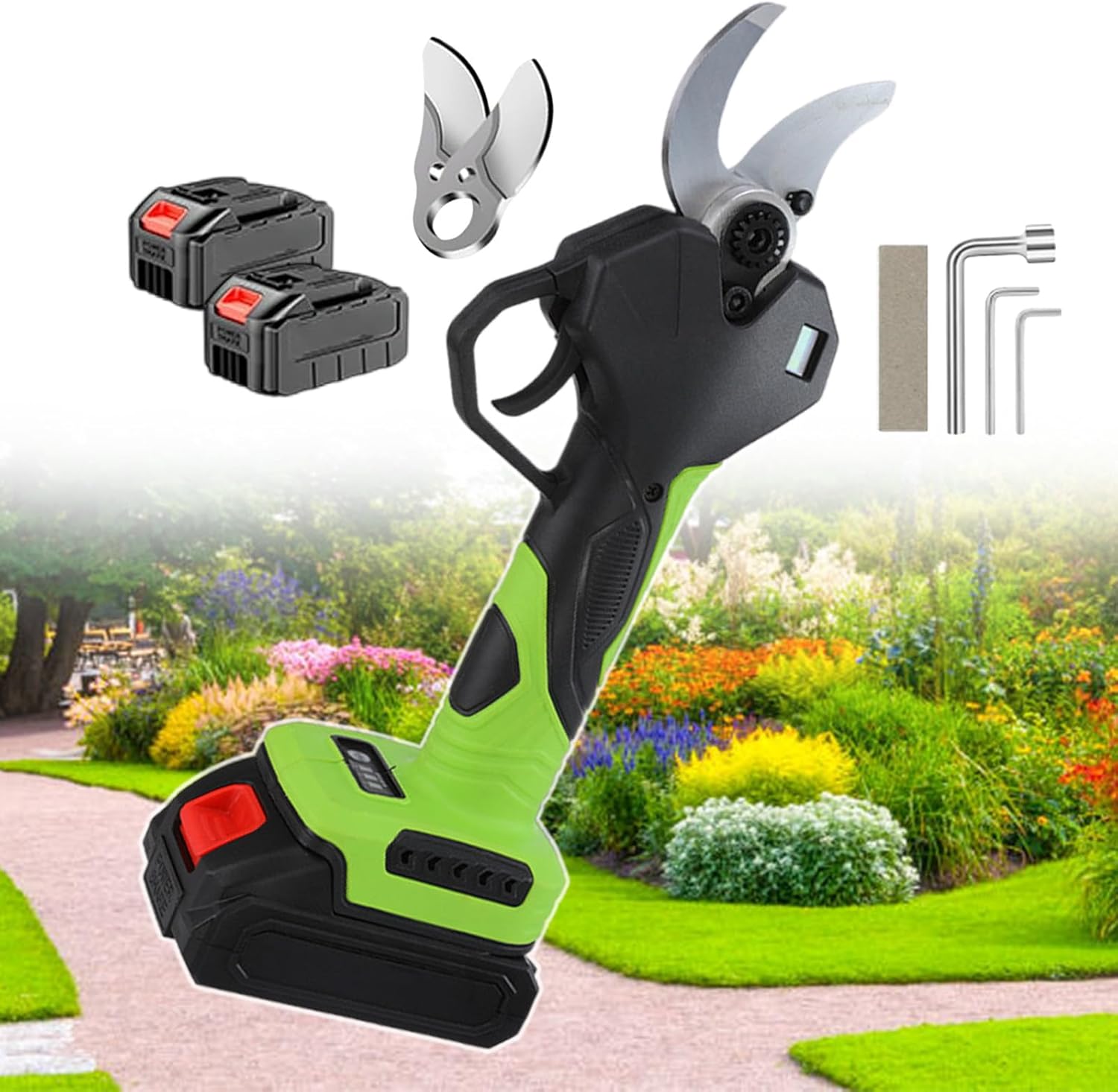 Electric Pruning Shears, Cordless Secateurs, with Digital Display, Battery Powered Branch Cutter, 35 Mm Cutting Diameter, for Orchards, Farms, Pastures, Parks