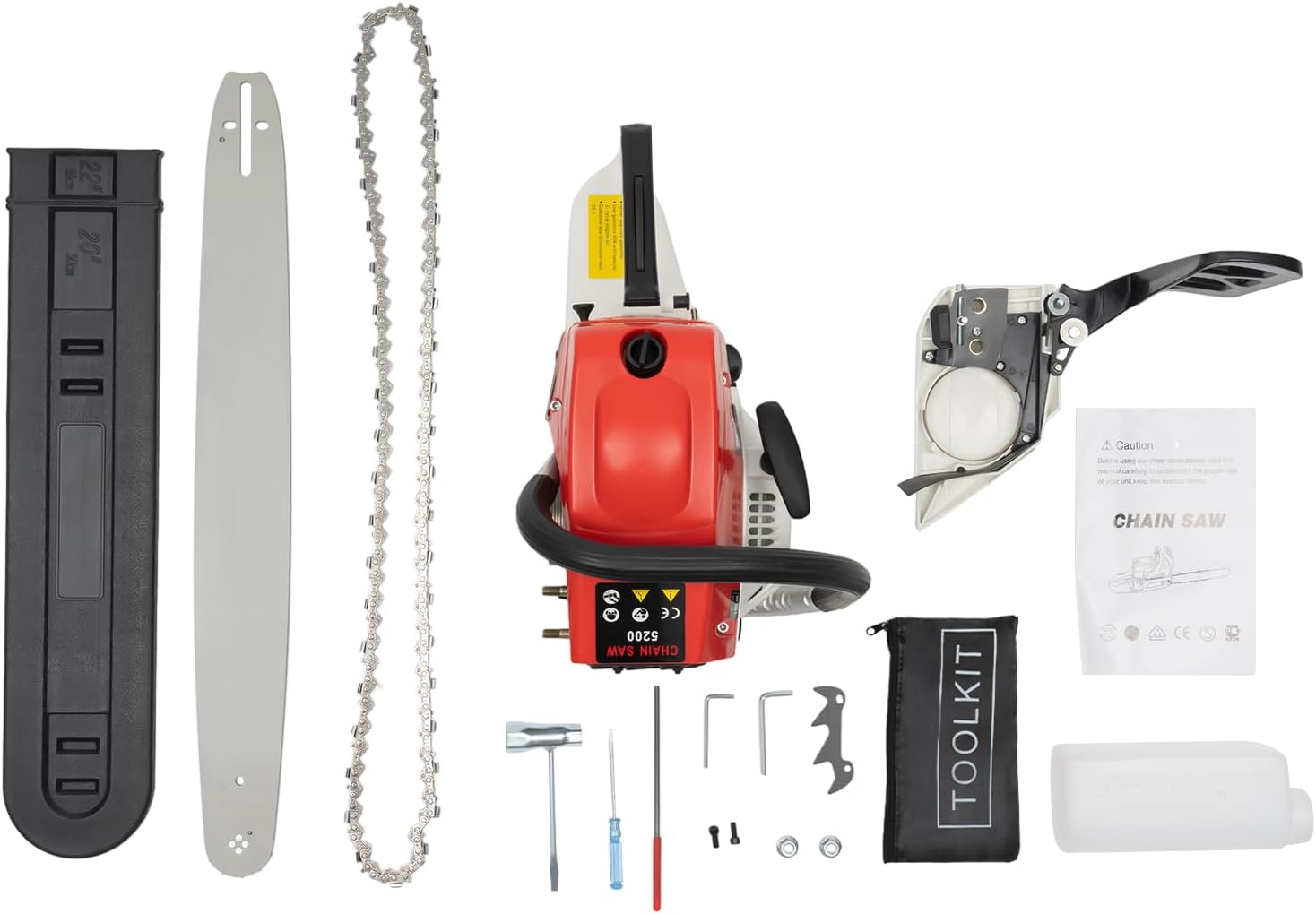 52CC 22 Inch Pneumatic Chainsaw, Professional Grade Fuel Powered Chainsaw, Handheld Cordless Gasoline Chainsaw, Dual Safety Switches, Easy Start System, Suitable For Forest Logging