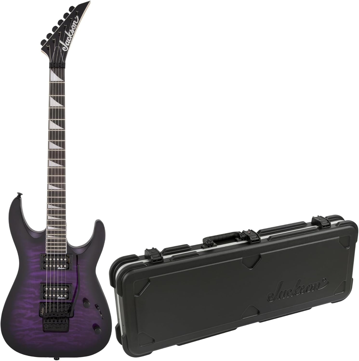 Jackson JS Series Dinky Arch Top JS32Q DKA 6-String Electric Guitar (Purple Burst) Bundle with Jackson Heavy Duty and Secure Multi-Fit Molded Case for Dinky and Soloist Guitars (Black) (2 Items)