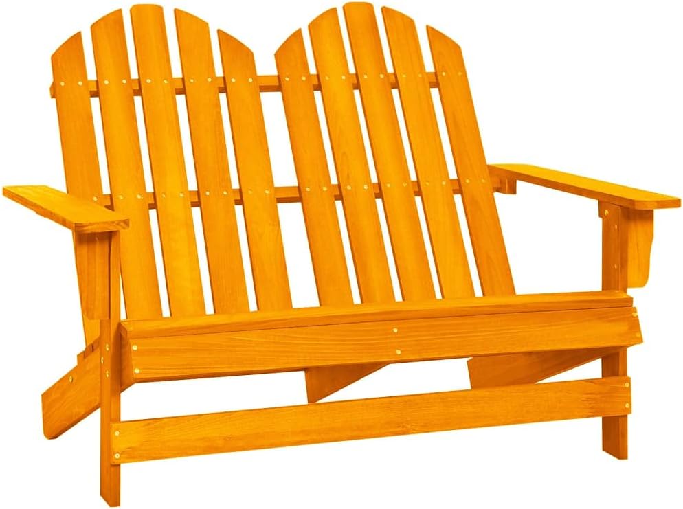 2-Seater Patio Adirondack Chair Solid Wood Fir Orange,Sturdy Wooden Adirondack Chair for Outdoor Relaxation Outdoor Furniture, Outdoor Chairs