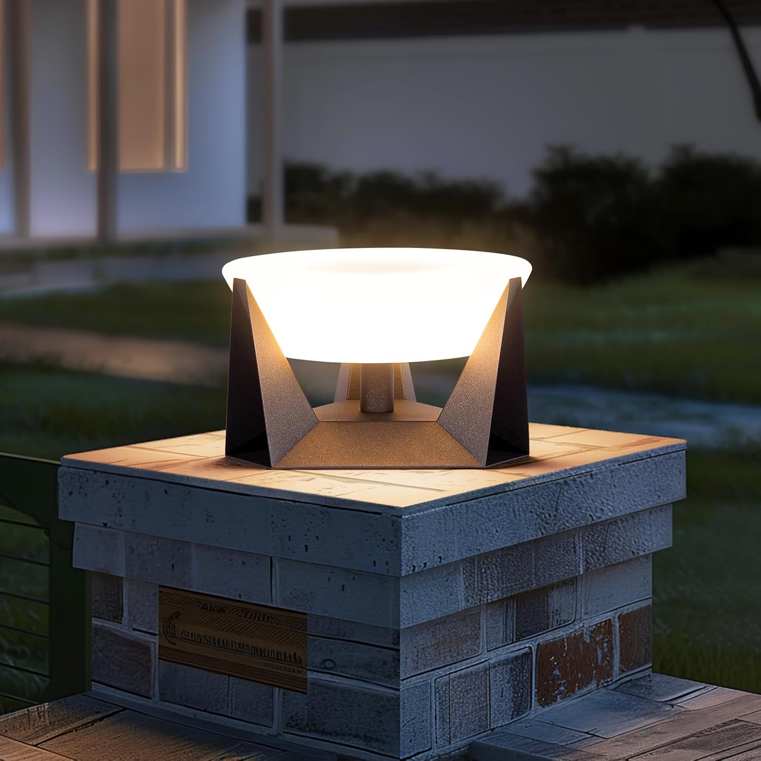 Outdoor Post Lights Hard Wired, AC100-240V Modern Pillar Lights Waterproof, 3000K Luxury Outdoor Column Light, LED Fence Deck Gate Post Lamp for Patio Garden Yard Entrance