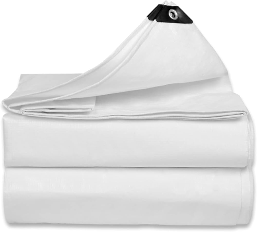 HYHMJ-White Waterproof Tarpaulin Double Laminated Hemming Tear Resistance Sunblock Shade Cloth Outdoor Premium Quality Canopies Gazebos Pergolas Tarp Cover,White,7.8x9.8m