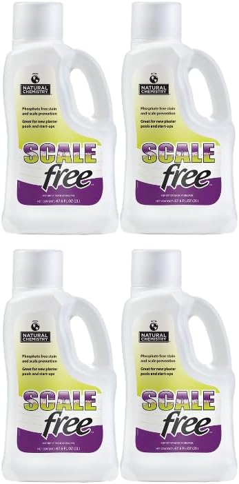 Natural Chemistry Scale Free, 2 Liter, Pack of 4, Phosphate Free Stain and Scale Prevention, Ideal for New Plaster Pools and Start-Ups