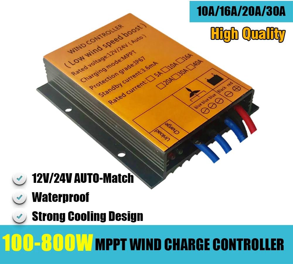 3/5 Blades 600W Horizontal Wind Generator Windmill 12v/24v/48v Wind Turbine Low Start Up Wind Speed 1.3m/s Free Charging Controller (3 Blades, 24V)