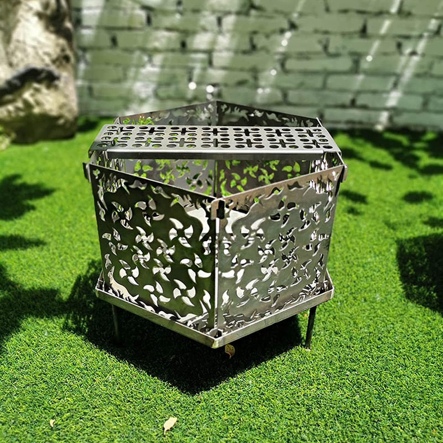 BBQ Grill Outdoor Portable Outdoor Fire Pits, Wood/Charcoal Burning Firepit Bowls, Bonfire Atmosphere Heating Lamp, Barbecue BBQ Grill Stove for Patio Backyard Garden Camping