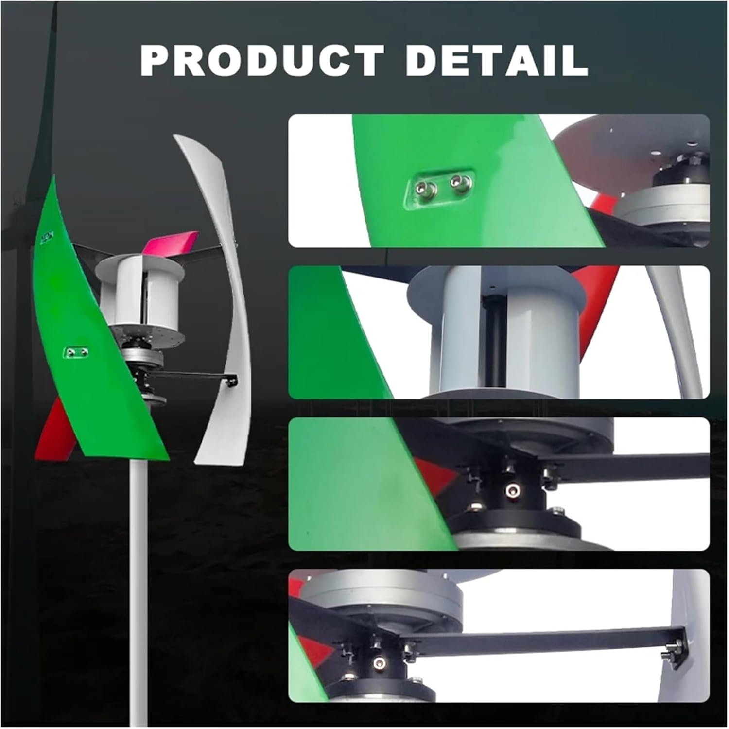 Wind Turbine Generator Kit, 5000W Vertical Wind Turbine Yacht Farm Family Farm Low Wind Speed Starting Wind Turbines for Hybrid Solar Wind System(24V)