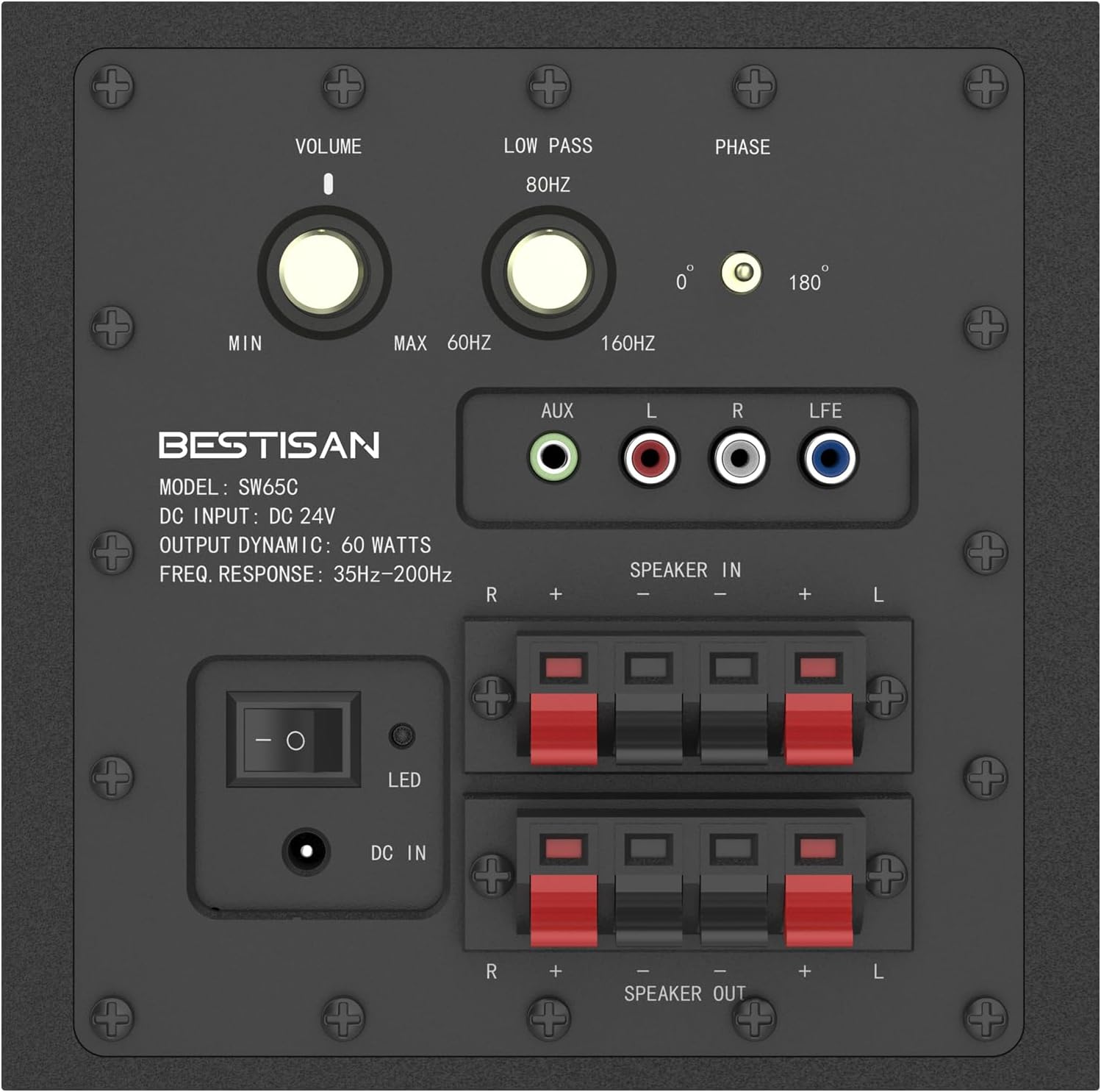 BESTISAN 6.5’’ Subwoofer, Powered Home Audio Sub woofer with Deep Bass in Compact Design, for Studio and Home Theater, Black,SW65C