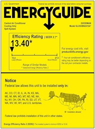 Goodman 2 TON 13.4 SEER2 R-32 AC Only System with Vertical coil (GLXS3BN2410 condenser and CAPTA2422A3 coil)