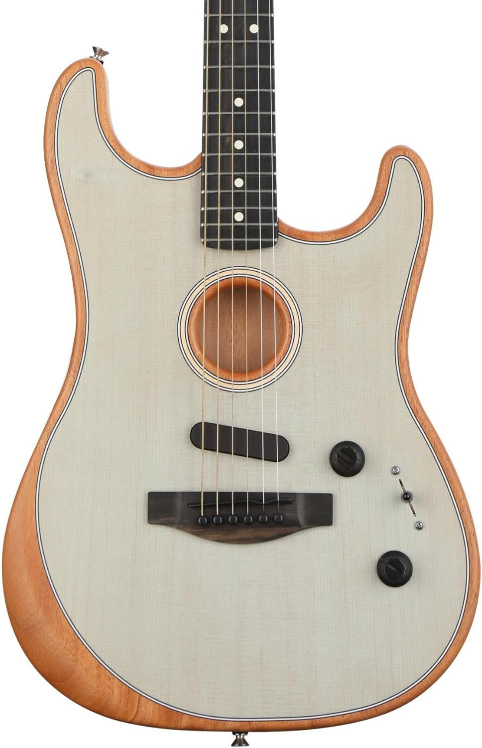 Fender American Acoustasonic Stratocaster Acoustic Electric Guitar, Transparent Sonic Blue, Ebony Fingerboard, with Gig Bag