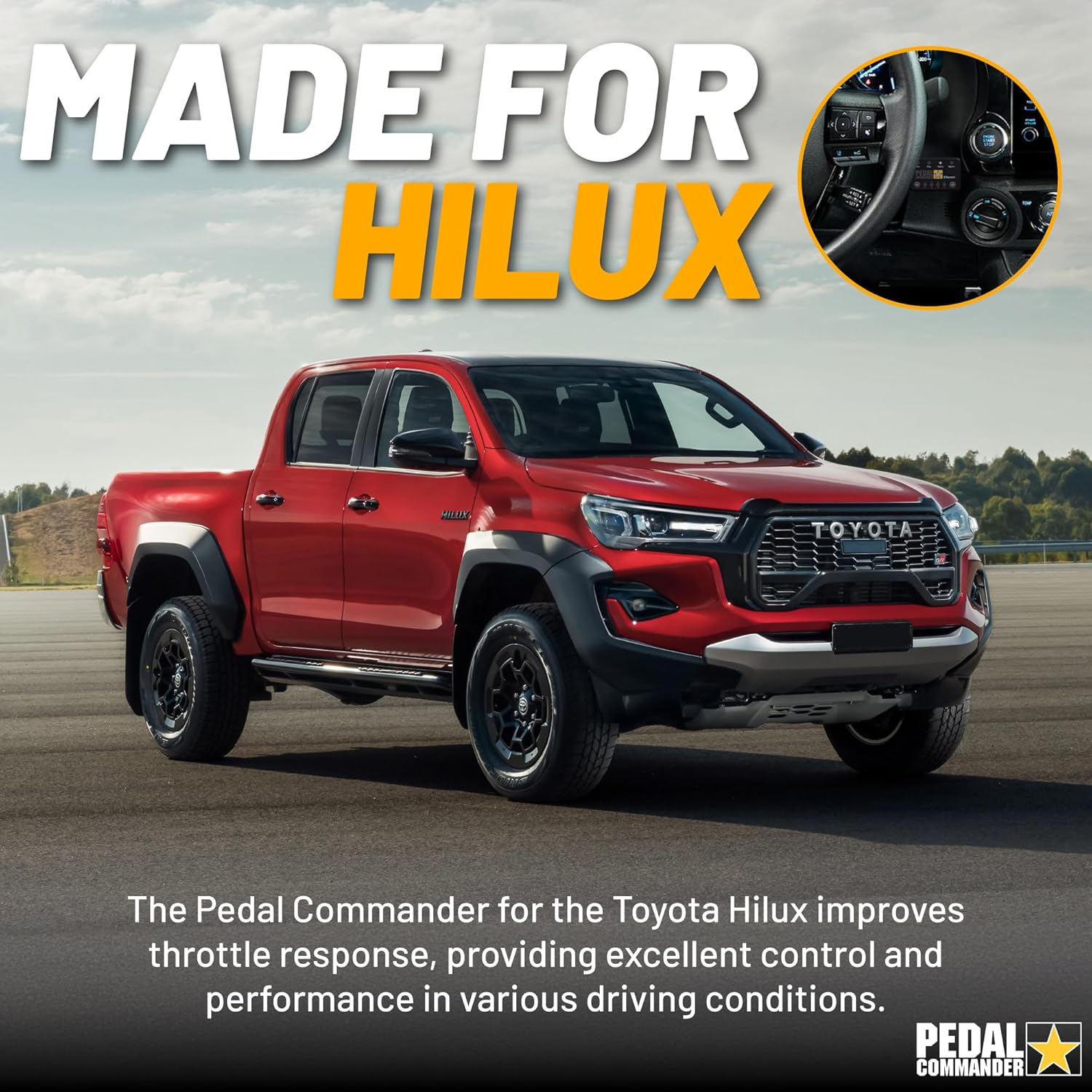 PEDAL COMMANDER for Toyota Hilux 2016-2025 Throttle Response Controller Fits: 8th Gen, Invincible X, Revo, Prerunner, Rocco, GR, Toyota Hilux Accessories
